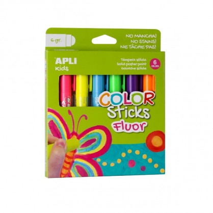 6 Color Sticks de Gouache Solide - Fluo
