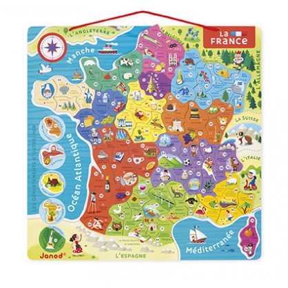 Puzzle carte de france magnetique 94 pieces