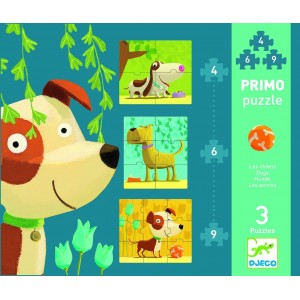 Primo puzzle les chiens - de 4, 6 et 9 pieces