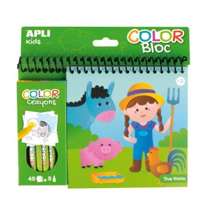 Cahier de coloriage + 5 Crayons - La Ferme