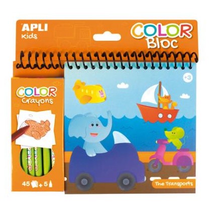 Cahier de coloriage + 5 Crayons - Les Vehicules
