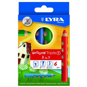 6 crayons de couleur 3 en 1 triple one