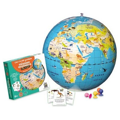 Caly Globe Gonflable Mission Animaux Stick N Quiz