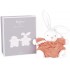 Doudou plat carre lapin aqua 20 cm - collection plume