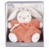 Doudou plat carre lapin aqua 20 cm - collection plume