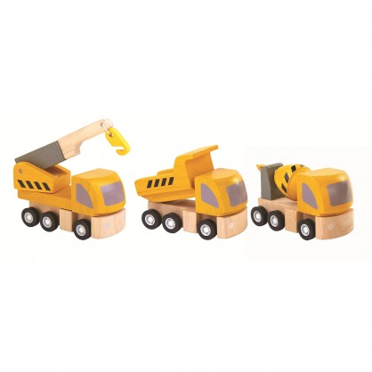 Set de vehicules d'entretien en bois orange