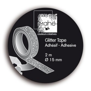 Glitter Tape Argent 2m - Adhésif décoratif pailleté